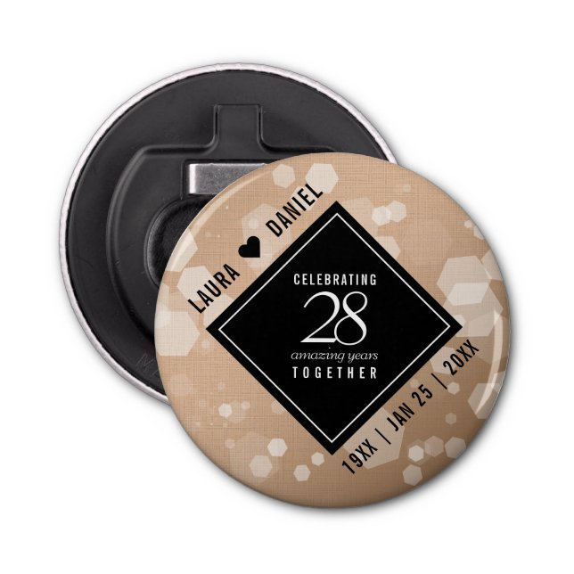 Décapsuleur 28e anniversaire du Mariage de lin élégant (Devant)