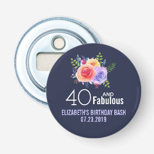 Décapsuleur 40 et texte fabuleux - Aquarelle Floral Anniversai