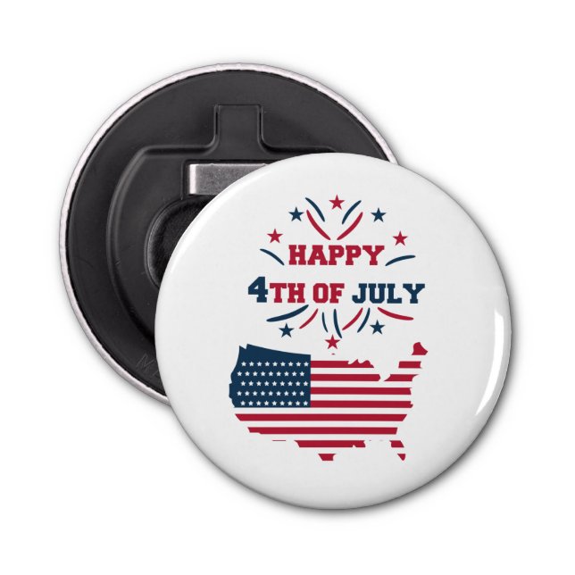 Décapsuleur 4 juillet Feu d'artifice USA Rouge Blanc Bleu (Devant)