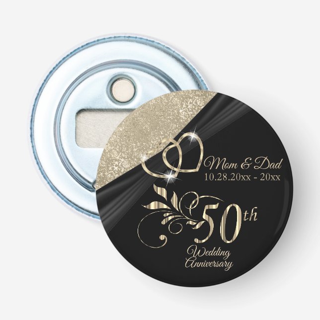 Décapsuleur 50e anniversaire / Anniversaire - Noir et or (Devant)