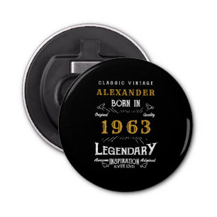 Décapsuleur 60th Birthday 1963 Ajouter Nom Legendary Black Gol