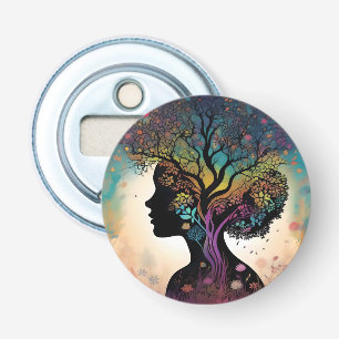 Décapsuleur Abstraite Dame Mère Nature Arbres Et Fleurs,
