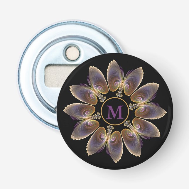 Décapsuleur Ailes d'ange abstraites Mandala Fractale Monogramm (Devant)