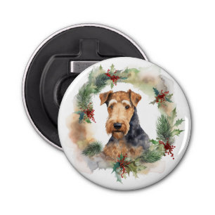 Décapsuleur Airedale Christmas Wreath Festive Pup