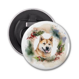 Décapsuleur Akita Christmas Wreath Festive Pup