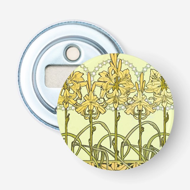 Décapsuleur Alfonse Mucha Art Nouveau Lily motif floral (Devant)