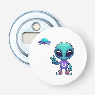 Décapsuleur Alien de paix mignon et vaisseau spatial