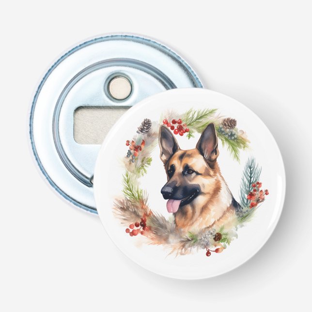 Décapsuleur Allemand Berger Noël Wreath Festive Pup (Devant)