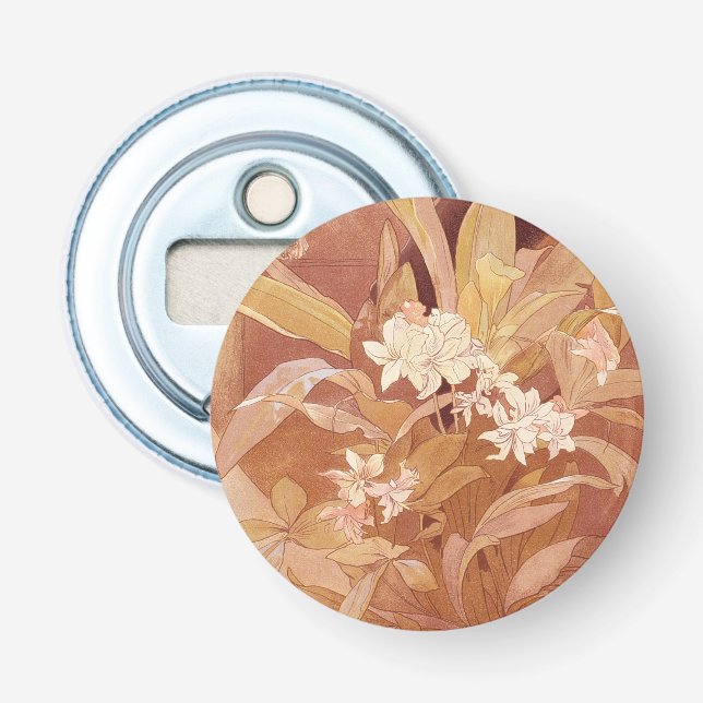 Décapsuleur Alphonse Mucha Art Nouveau Détail floral (Devant)