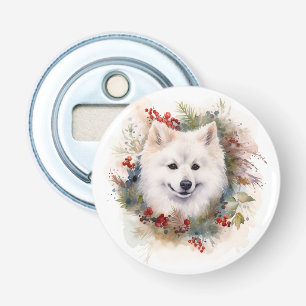 Décapsuleur American Eskimo Christmas Wreath Festive Pup
