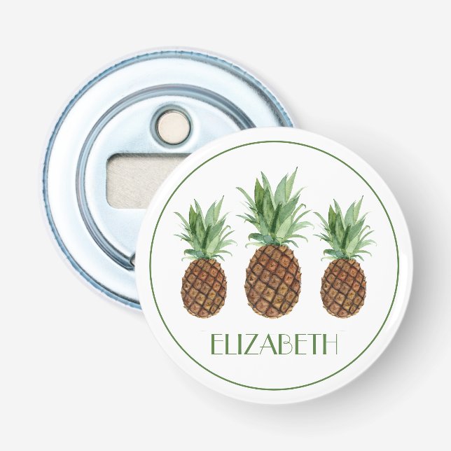 Décapsuleur Ananas tropicaux Preppy Personnalisé (Devant)
