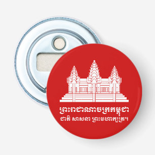 Décapsuleur Angkor Vat Cambodgien / Khmer Drapeau avec devise