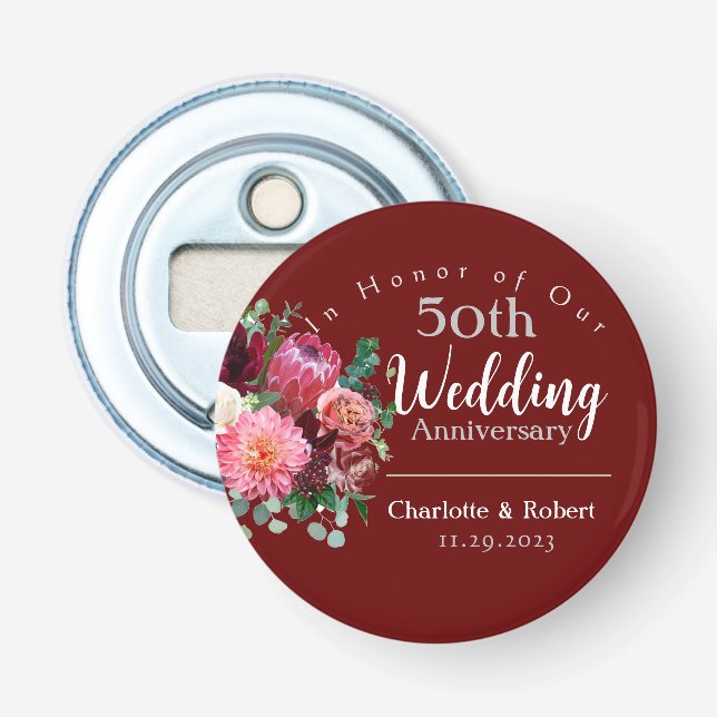 Décapsuleur Anniversaire Mariage personnalisé du 50e couple ro (Devant)