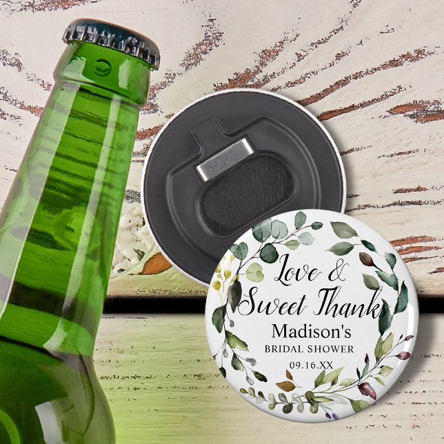 Décapsuleur Aquarelle Botanique Verdure Merci de couronne (Watercolor Botanical Greenery Wreath Thank You Bottle Opener)