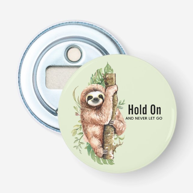 Décapsuleur Aquarelle mignonne Sloth & Feuilles tropicaux (Devant)