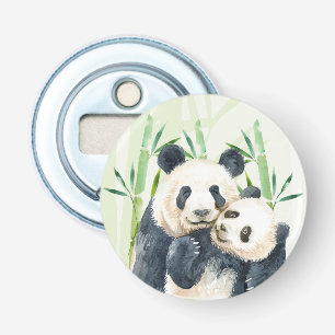 Décapsuleur Aquarelle Panda Ours Maman & Bébé en Bambou