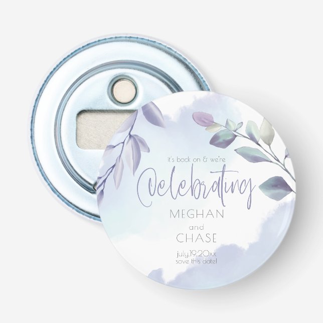 Décapsuleur Aquarelle rustique Aqua Lilac Feuilles Enregistrer (Devant)