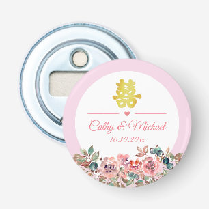 Décapsuleur arche florale rose blanc mariage chinois double xi