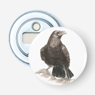 Décapsuleur Art de nature d'oiseau de Raven d'aquarelle