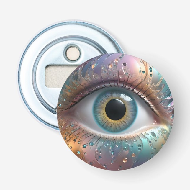 Décapsuleur Art Fractal Blue Eyeball, (Devant)