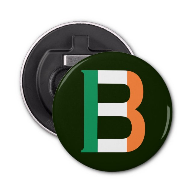 Décapsuleur B Monogramme superposé sur le bocal drapeau irland (Devant)