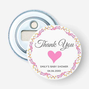 Décapsuleur Baby shower de Merci en  de couronne de fleurs ros