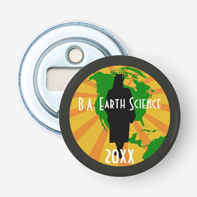 Décapsuleur Badge de diplômé en sciences de la Terre (Femme) (Devant)