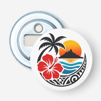 Décapsuleur Badge Polynésie Française – Fleur Tiare, Palmier e