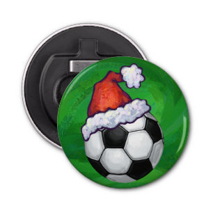 Décapsuleur Bal de football Santa Chapeau sur Vert