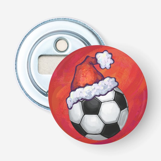 Décapsuleur Ballon de football de casquette de Père Noël sur (Devant)