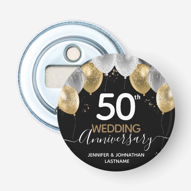 Décapsuleur Ballons du 50e anniversaire du Mariage (Devant)