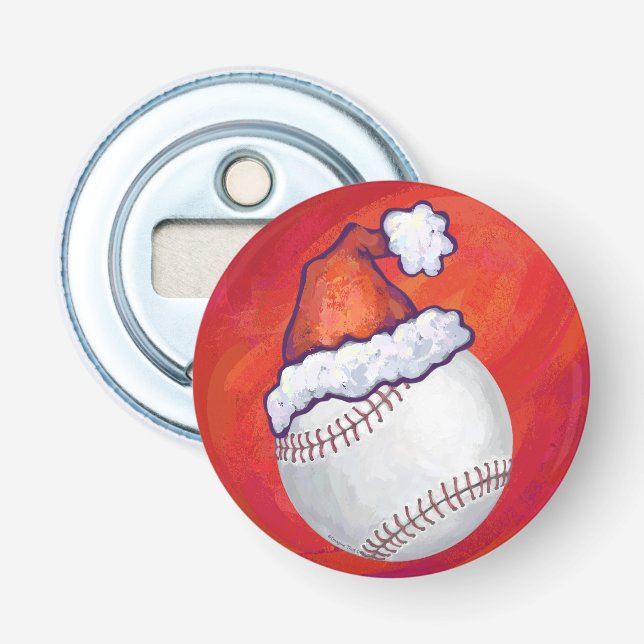Décapsuleur Baseball avec Santa Hat sur Rouge (Devant)