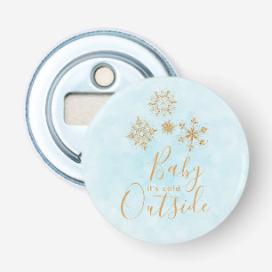 Décapsuleur Bébé, c'est froid dehors Snowflakes or sur Blue