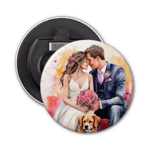 Décapsuleur Belle aquarelle couple mariage