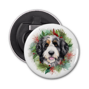 Décapsuleur Bernedoodle Christmas Wreath Festive Pup