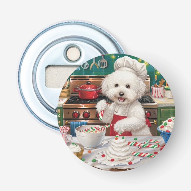 Décapsuleur Bichon Frise Gîtes : Festif Noël (Devant)