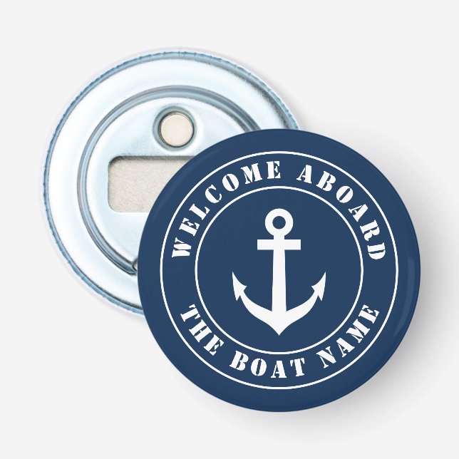 Décapsuleur Bienvenue à bord du bateau personnalisé nom bière  (Devant)