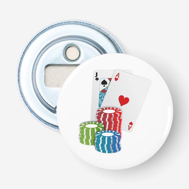 Décapsuleur Blackjack avec jetons de poker (Devant)
