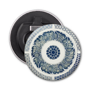 Décapsuleur Blanc bleu Floral chinois rond