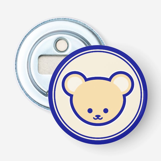 Décapsuleur Bleu Bleu Beige Teddy Ours mignon Cartoon Art (Devant)