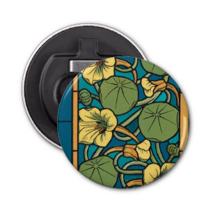 Décapsuleur Bleu jaune Nasturtium Fleur Nouveau Motif