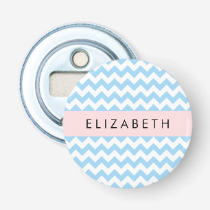 Décapsuleur Bleu Zigzag, Bleu Chevron, Vague Motif, Votre Nom