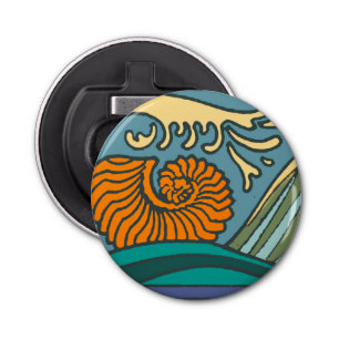 Décapsuleur Blue Ocean Waves Nautilus Seashell Motif Nouveau