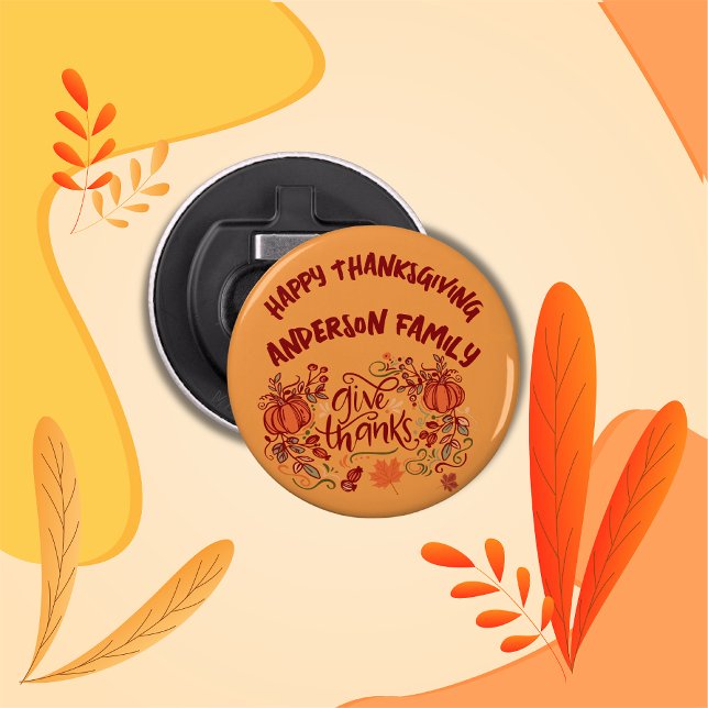 Décapsuleur Bon thanksgiving Nom monogramme | (Créateur téléchargé)