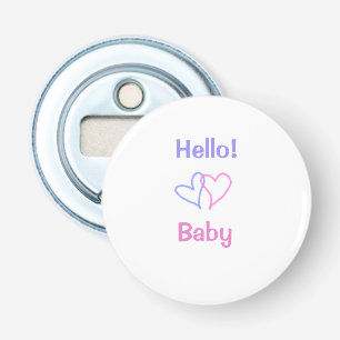 Décapsuleur Bonjour bébé rose violet cœur aquarelle boho