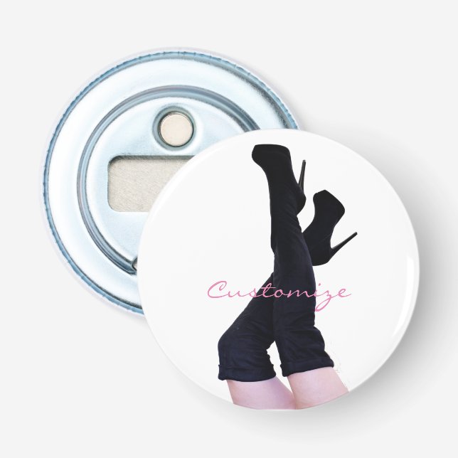 Décapsuleur Boots de cuisse en cuir noir de hauteur Thunder_Co (Devant)