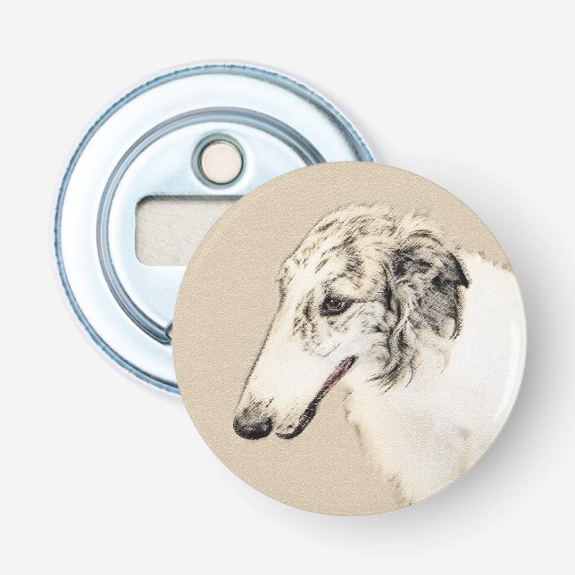 Décapsuleur Borzoi (Argent Brindle) Peinture Chien Art origina (Devant)