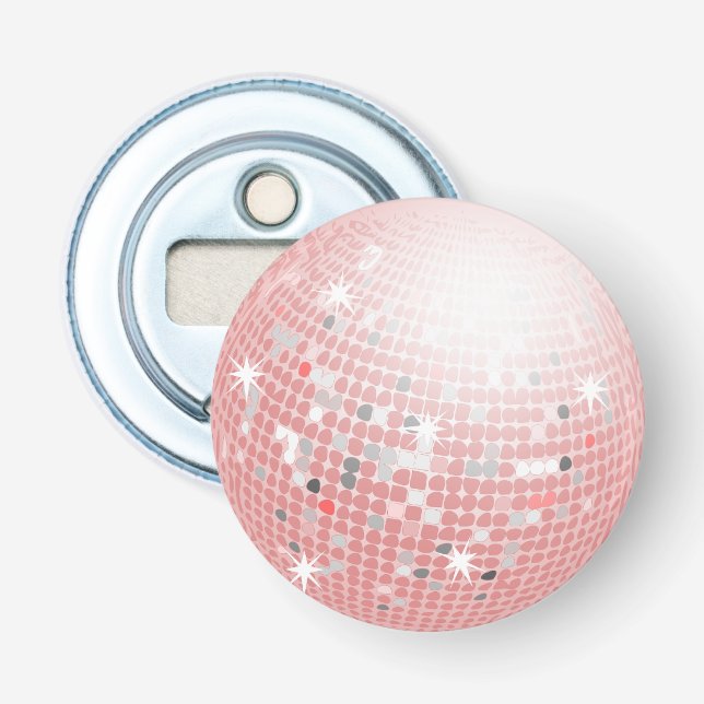 Décapsuleur Boule de disco rose poussiéreux Rétro 70s (Devant)