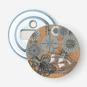 Décapsuleur Boussole Rose Vintage Nautique Octopus Ship
