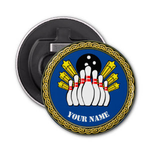 Décapsuleur Bowling personnalisé - Ajouter un nom - Bleu